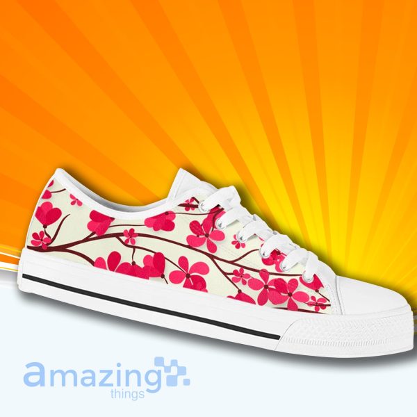 Cherry Blossom Flowers Low Cut Canvas Shoes For Men And Women