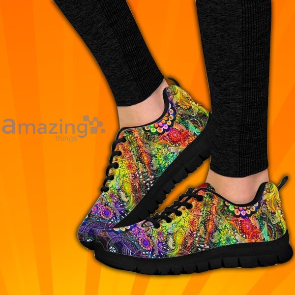 Colorful Floral Print Custom Sneakers Shoes For Men And Women