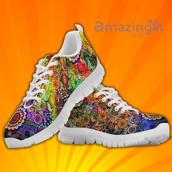 Colorful Floral Print Custom Sneakers Shoes For Men And Women