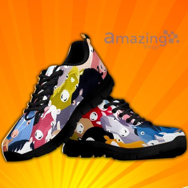 Colorful Horse Pattern Custom Sneakers Shoes For Men And Women