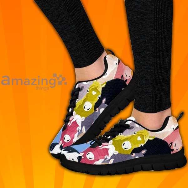 Colorful Horse Pattern Custom Sneakers Shoes For Men And Women