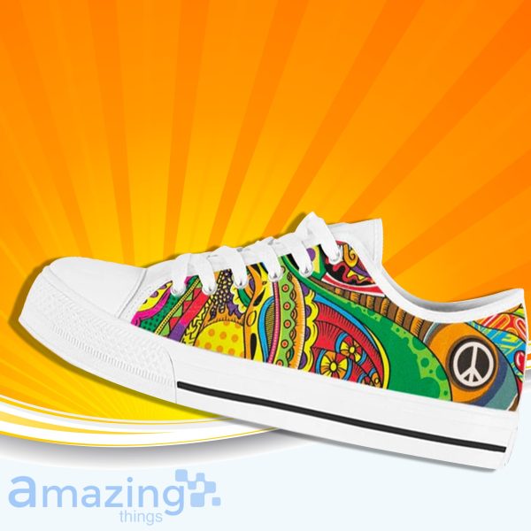 Hippie Colorful Abstract Peace Sign Low Cut Canvas Shoes For Men And Women