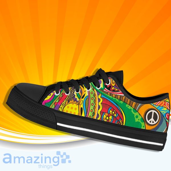 Hippie Colorful Abstract Peace Sign Low Cut Canvas Shoes For Men And Women