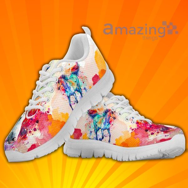 Horse Watercolor Custom Sneakers Shoes For Men And Women