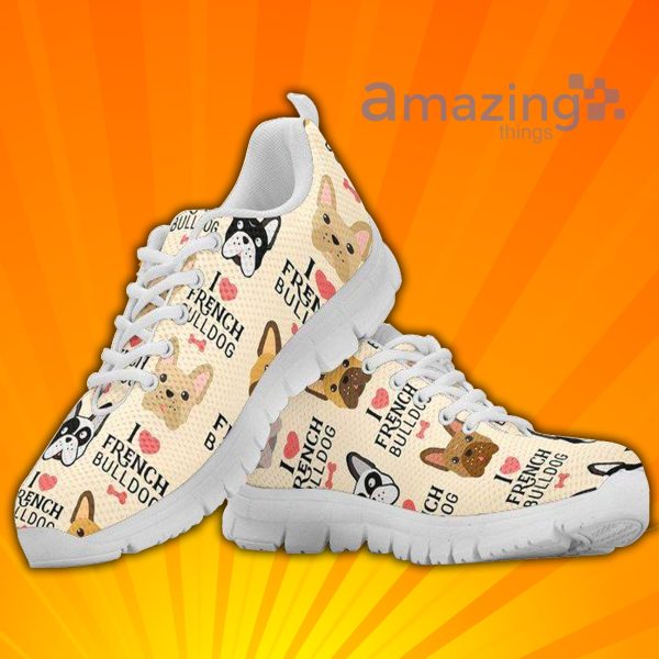 I Love French Bulldog Custom Sneakers Shoes For Men And Women