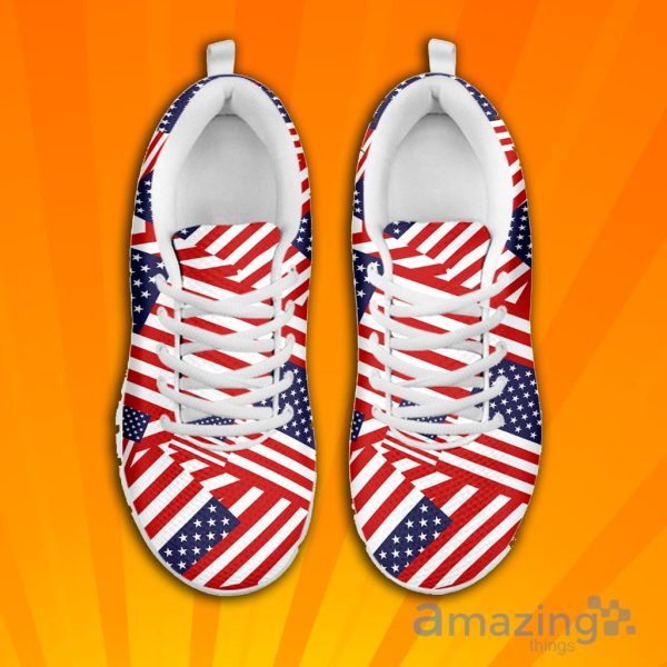 Independence Day Usa Flag Pattern Over Printed Sneakers For Men And Women