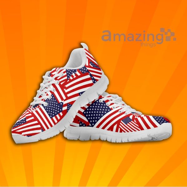 Independence Day Usa Flag Pattern Over Printed Sneakers For Men And Women