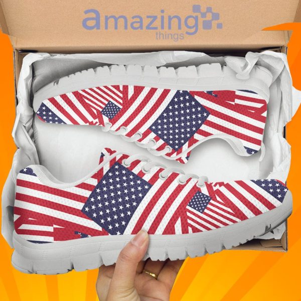 Independence Day Usa Flag Pattern Over Printed Sneakers For Men And Women