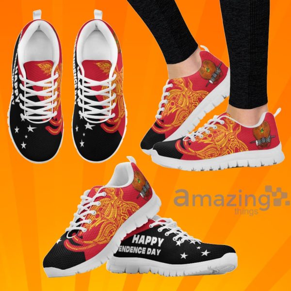 Papua New Guinea Independence Day Flag Style Red And Black Sneakers