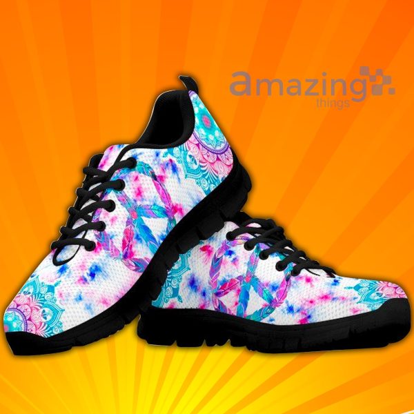 Peace Sign Tie Dye Custom Sneakers Shoes For Men And Women