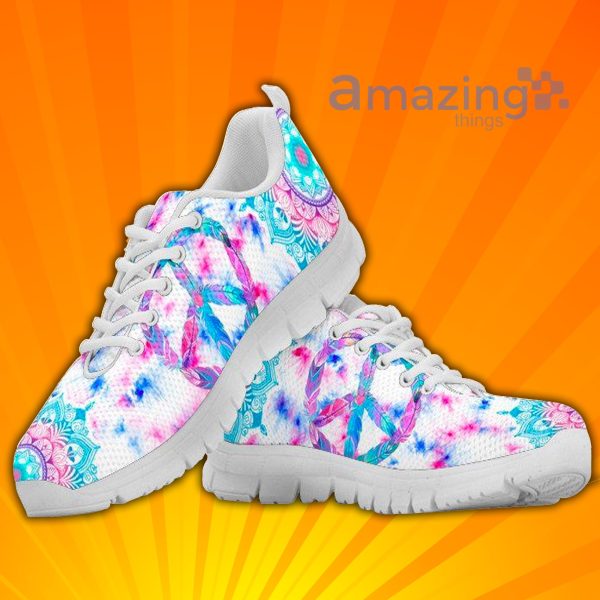 Peace Sign Tie Dye Custom Sneakers Shoes For Men And Women