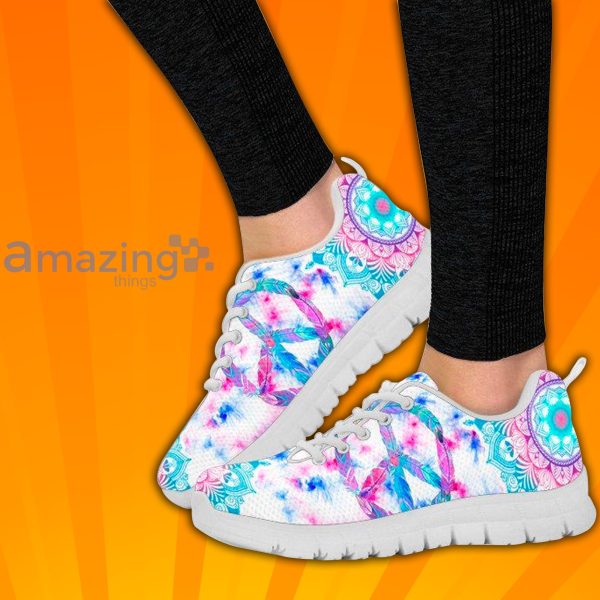 Peace Sign Tie Dye Custom Sneakers Shoes For Men And Women