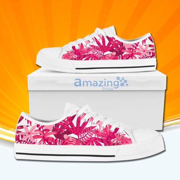 Pink Floral Flower Low Cut Canvas Shoes For Men And Women