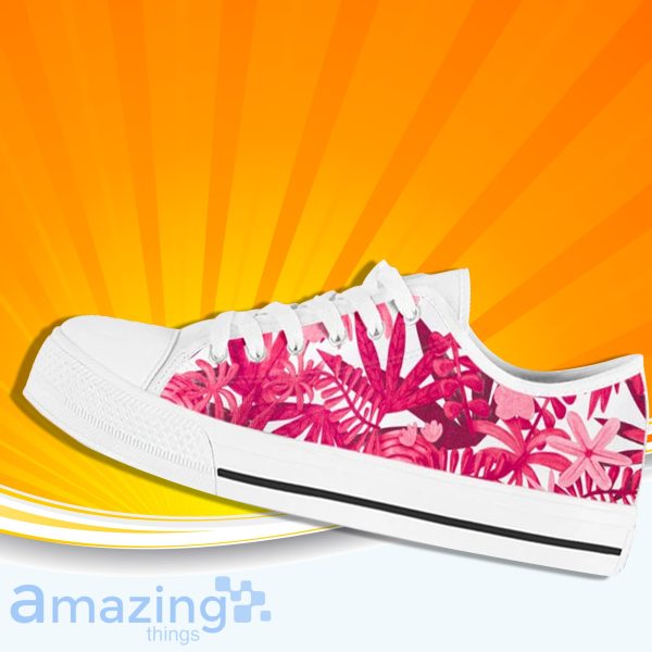 Pink Floral Flower Low Cut Canvas Shoes For Men And Women