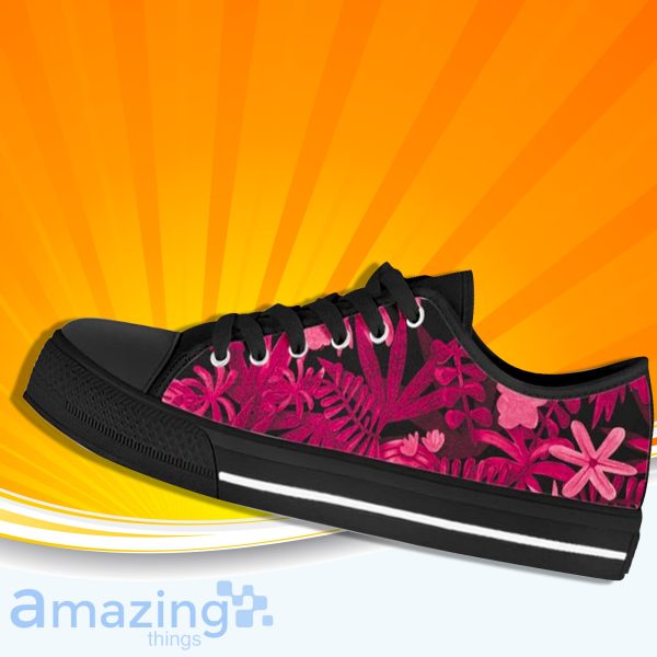 Pink Floral Flower Low Cut Canvas Shoes For Men And Women