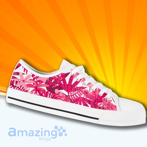 Pink Floral Flower Low Cut Canvas Shoes For Men And Women