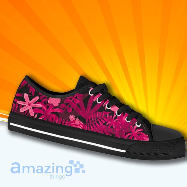 Pink Floral Flower Low Cut Canvas Shoes For Men And Women