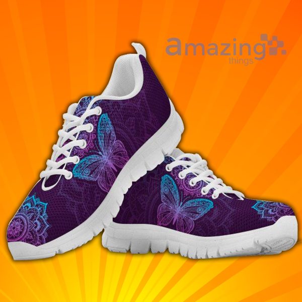 Purple Butterfly Custom Sneakers Shoes For Men And Women