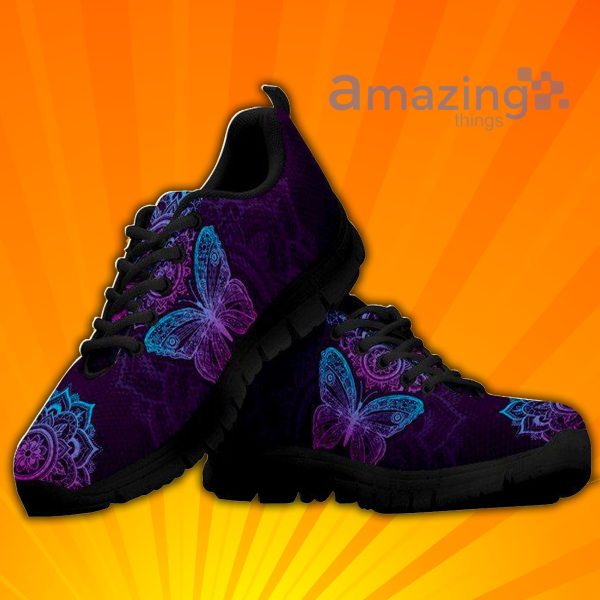 Purple Butterfly Custom Sneakers Shoes For Men And Women