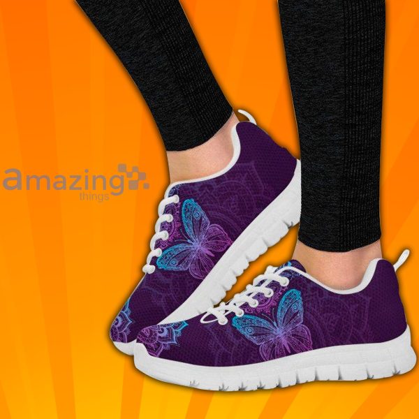 Purple Butterfly Custom Sneakers Shoes For Men And Women