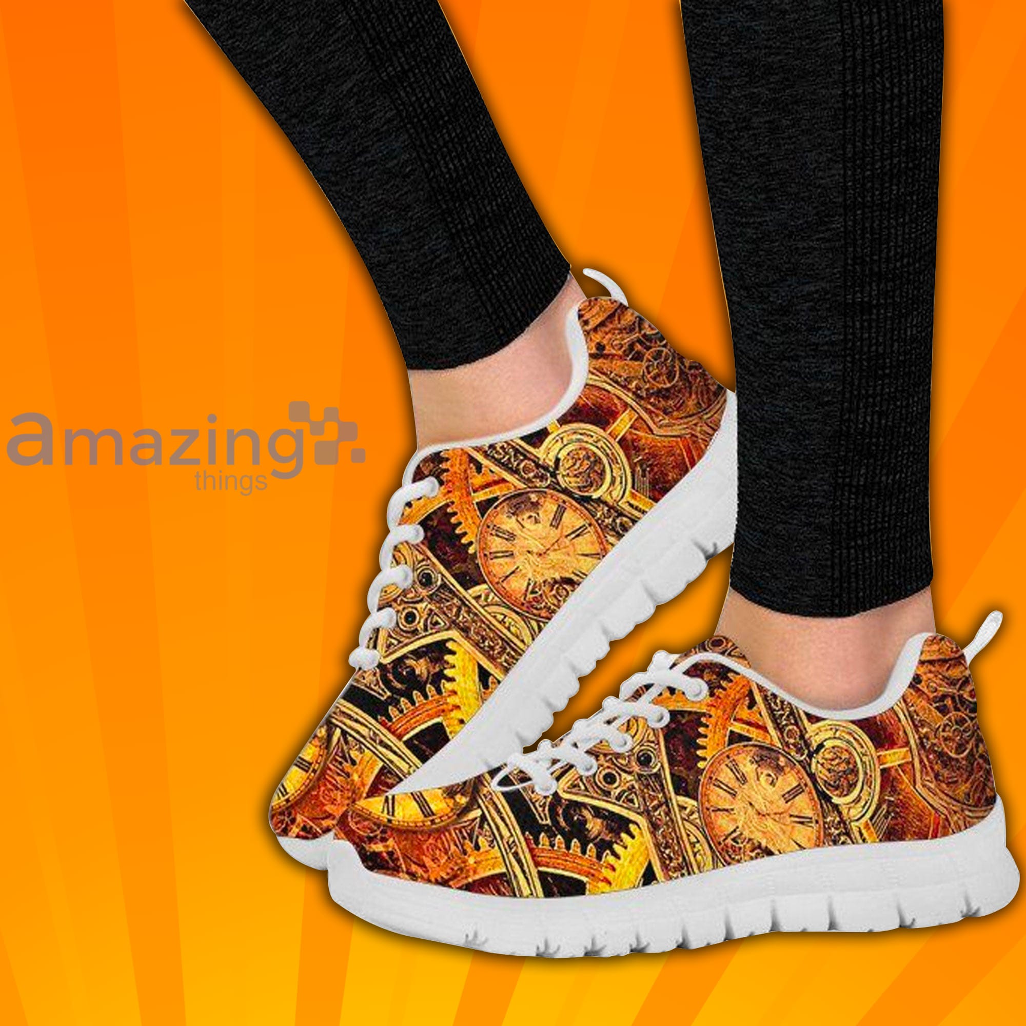 Steampunk Clocks Custom Sneakers Shoes For Men And Women image Steampunk Clocks Custom Sneakers Shoes For Men And Women Product photo 2