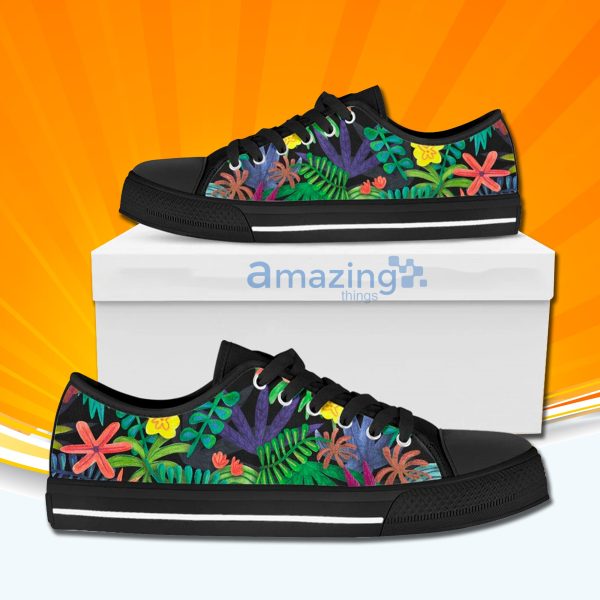 Tropical Flower Palm Leaf Low Cut Canvas Shoes For Men And Women