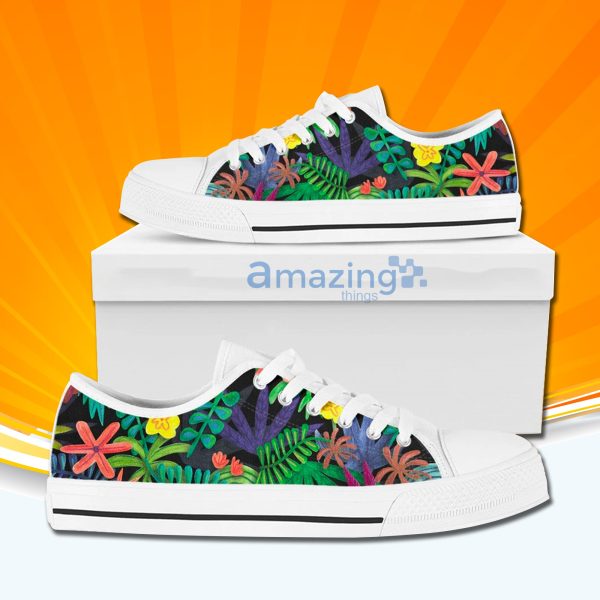 Tropical Flower Palm Leaf Low Cut Canvas Shoes For Men And Women