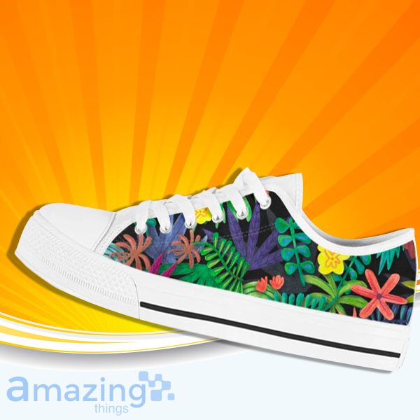 Tropical Flower Palm Leaf Low Cut Canvas Shoes For Men And Women