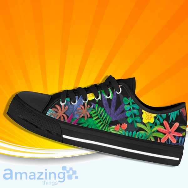 Tropical Flower Palm Leaf Low Cut Canvas Shoes For Men And Women