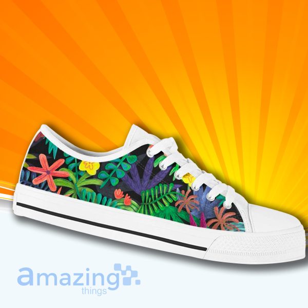 Tropical Flower Palm Leaf Low Cut Canvas Shoes For Men And Women