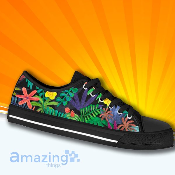 Tropical Flower Palm Leaf Low Cut Canvas Shoes For Men And Women