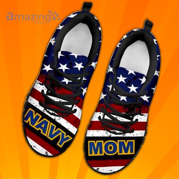U.S Navy Mom With American Flag Custom Sneakers Shoes For Men And Women