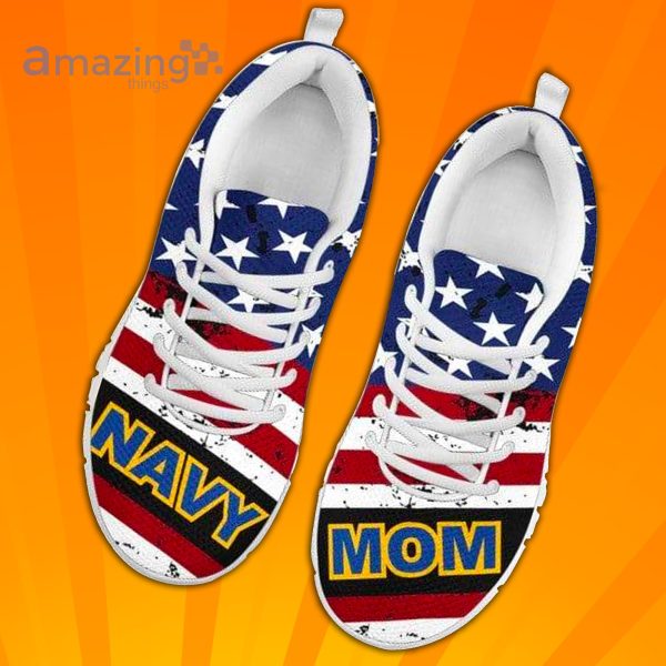 U.S Navy Mom With American Flag Custom Sneakers Shoes For Men And Women