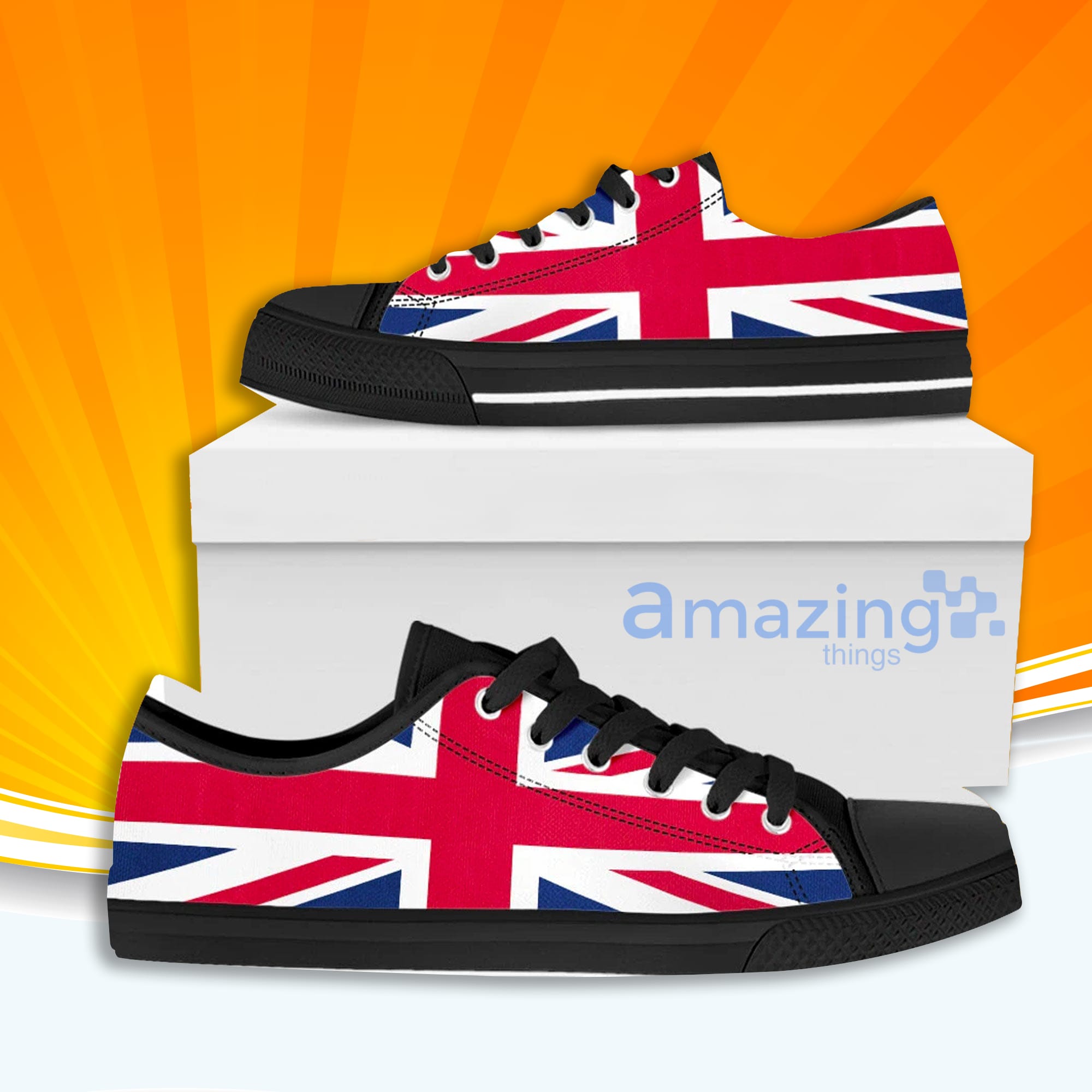 United Kingdom Uk Flag Low Cut Canvas Shoes For Men And Women Product photo 1