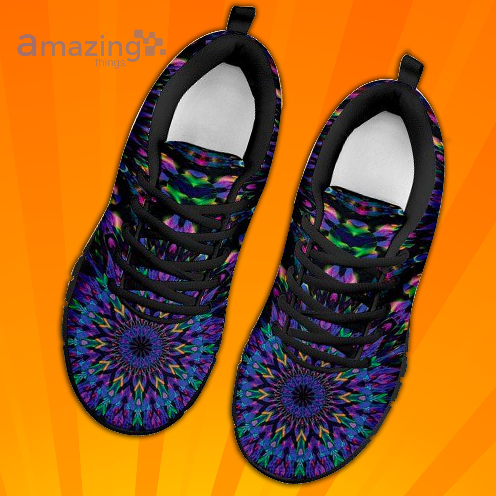 Watercolor Mandala Fractal Custom Sneakers Shoes For Men And Women image Watercolor Mandala Fractal Custom Sneakers Shoes For Men And Women