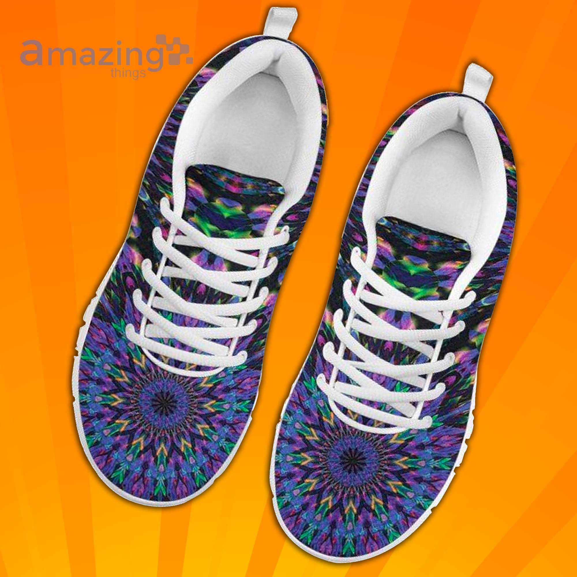 Watercolor Mandala Fractal Custom Sneakers Shoes For Men And Women image Watercolor Mandala Fractal Custom Sneakers Shoes For Men And Women