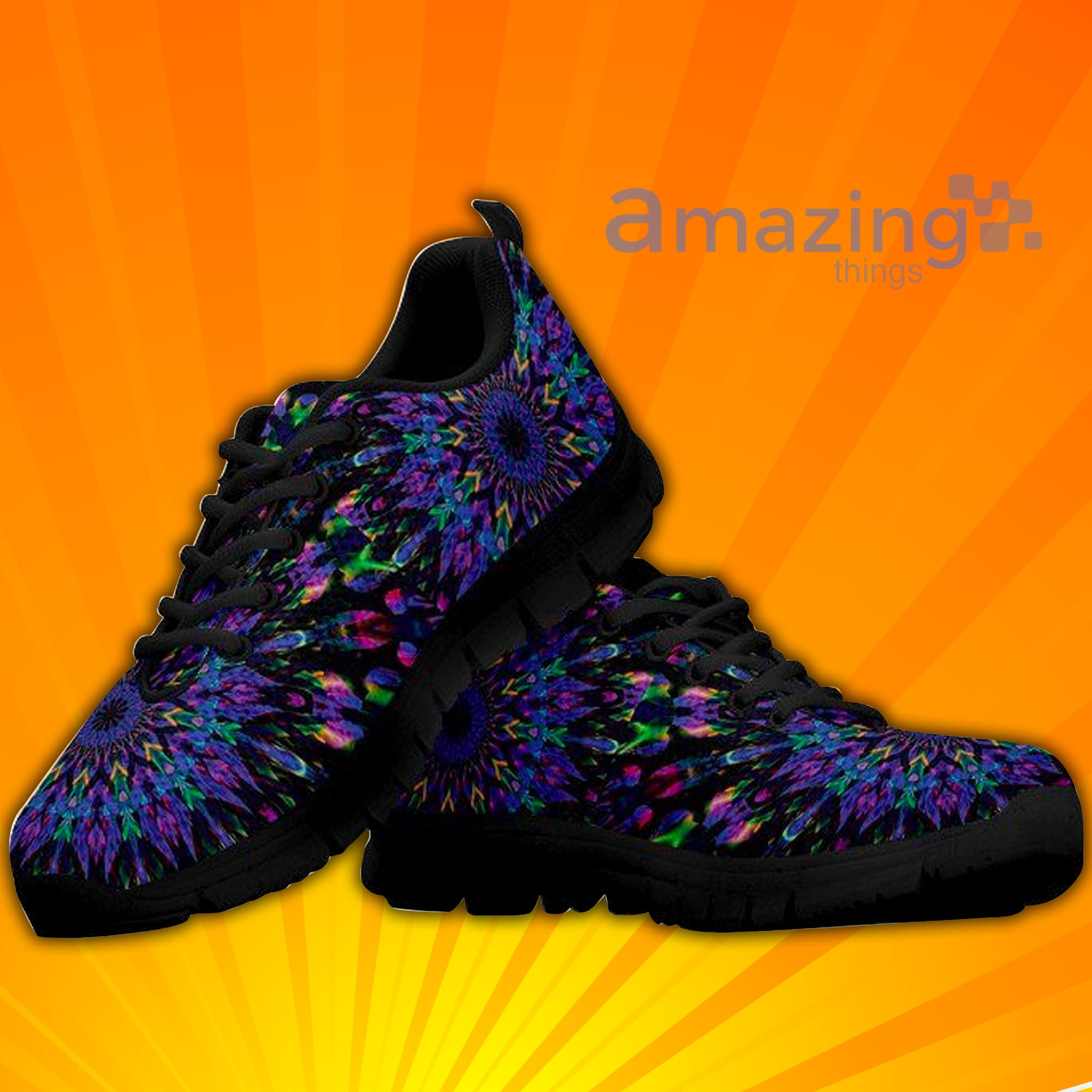 Watercolor Mandala Fractal Custom Sneakers Shoes For Men And Women image Watercolor Mandala Fractal Custom Sneakers Shoes For Men And Women