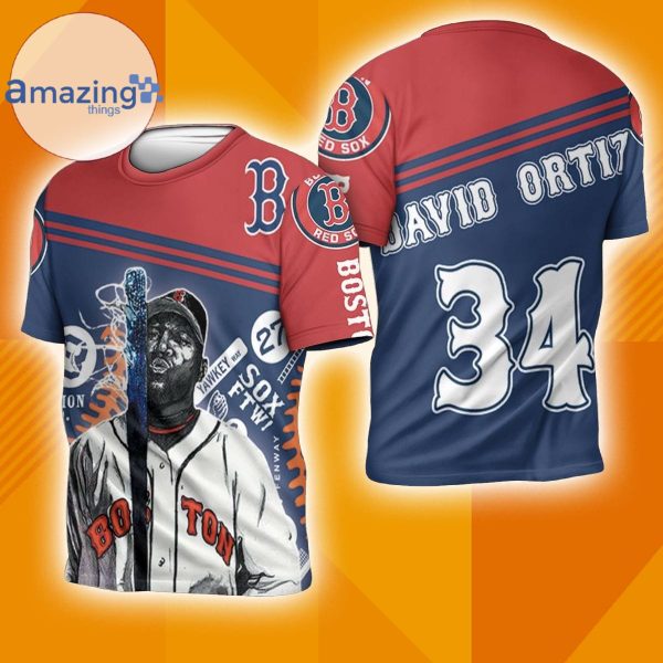 34 David Ortiz Boston Red Sox 3D T Shirt Full Print T Shirt