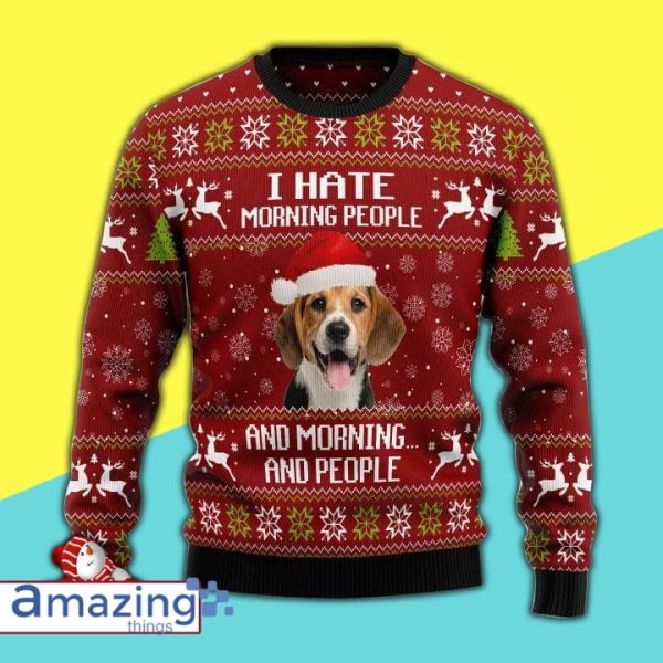 Beagle Hate Morning People Christmas Knitting Pattern Christmas Ugly Sweater