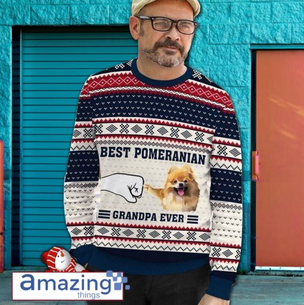 Best Pomeranian Grandpa Ever Awesome Gift For Dog Lovers Ugly Christmas Sweater