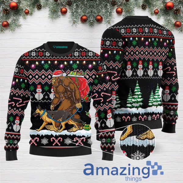 Bigfoot German Shepherd Wool Knitting Pattern Christmas Ugly Sweater Sweatshirt