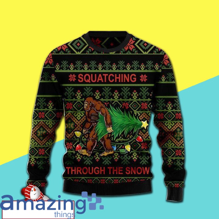 Bigfoot Snow Wool Knitting Pattern Christmas Ugly Sweater Sweatshirt