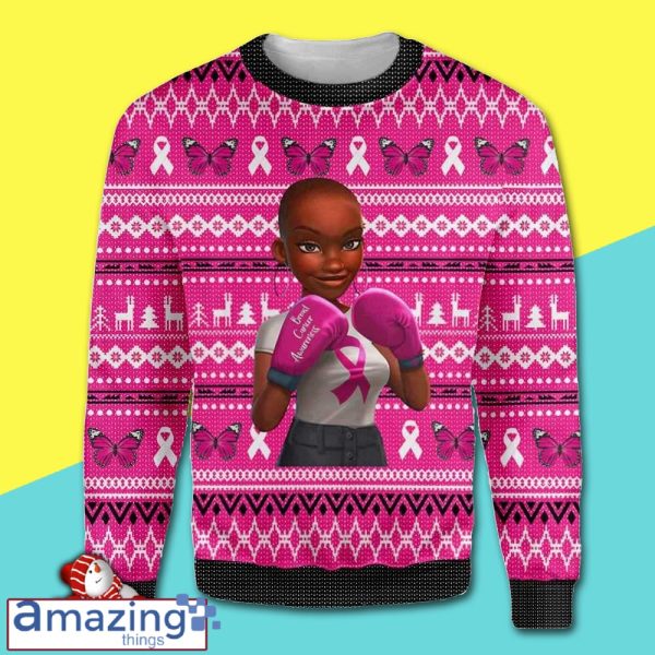 Black Girl Breast Cancer Awareness Christmas Knitting Pattern Christmas Ugly Sweater