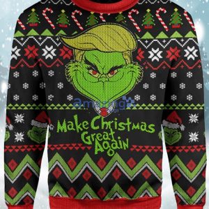 Blonde Grinch Make Christmas Great Again 3D Wool Material Sweaterproduct photo 1