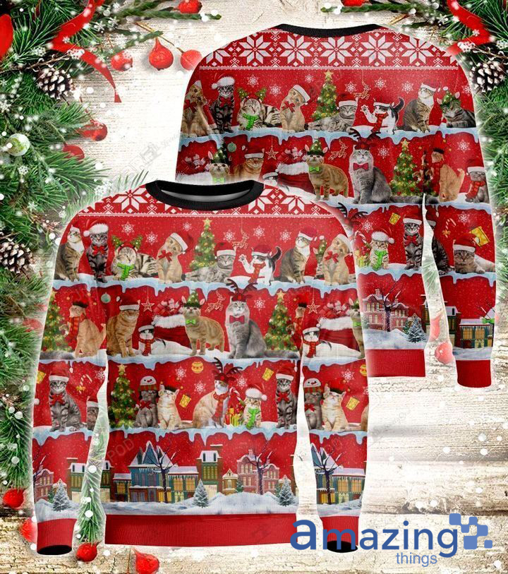 Cat Ugly Christmas Sweater All Over Print Sweatshirt image Cat Ugly Christmas Sweater All Over Print Sweatshirt