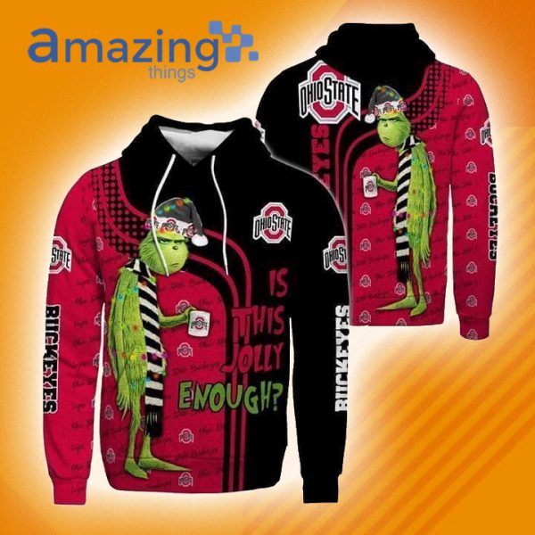 Christmas Grinch Is This Jolly Enough Ohio State Buckeyes NCAA Skull 3D Hoodie