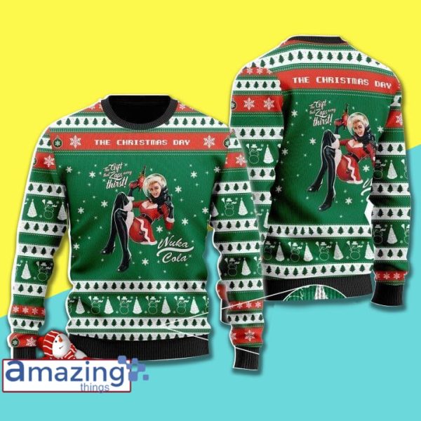 Christmas Pattern And A Christmas Girl The Gift That Zaps Away Thirst Ugly Christmas Sweater