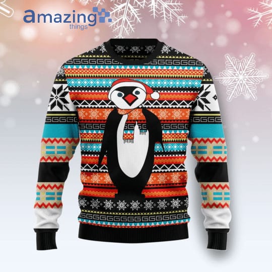 Colorful Pattern Penguin Christmas Knitting Pattern Christmas Ugly Sweater image Colorful Pattern Penguin Christmas Knitting Pattern Christmas Ugly Sweater Product photo 1