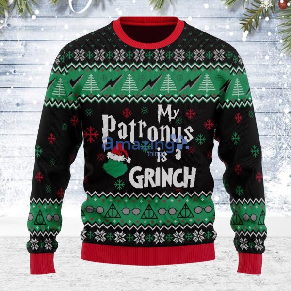 Customspig Ugly Christmas Sweater My Patronus Is A Grinch 3D Sweaterproduct photo 1