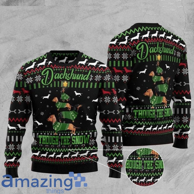 Dachshund Though The Snow Christmas Knitting Pattern Christmas Ugly Sweater image Dachshund Though The Snow Christmas Knitting Pattern Christmas Ugly Sweater Product photo 1